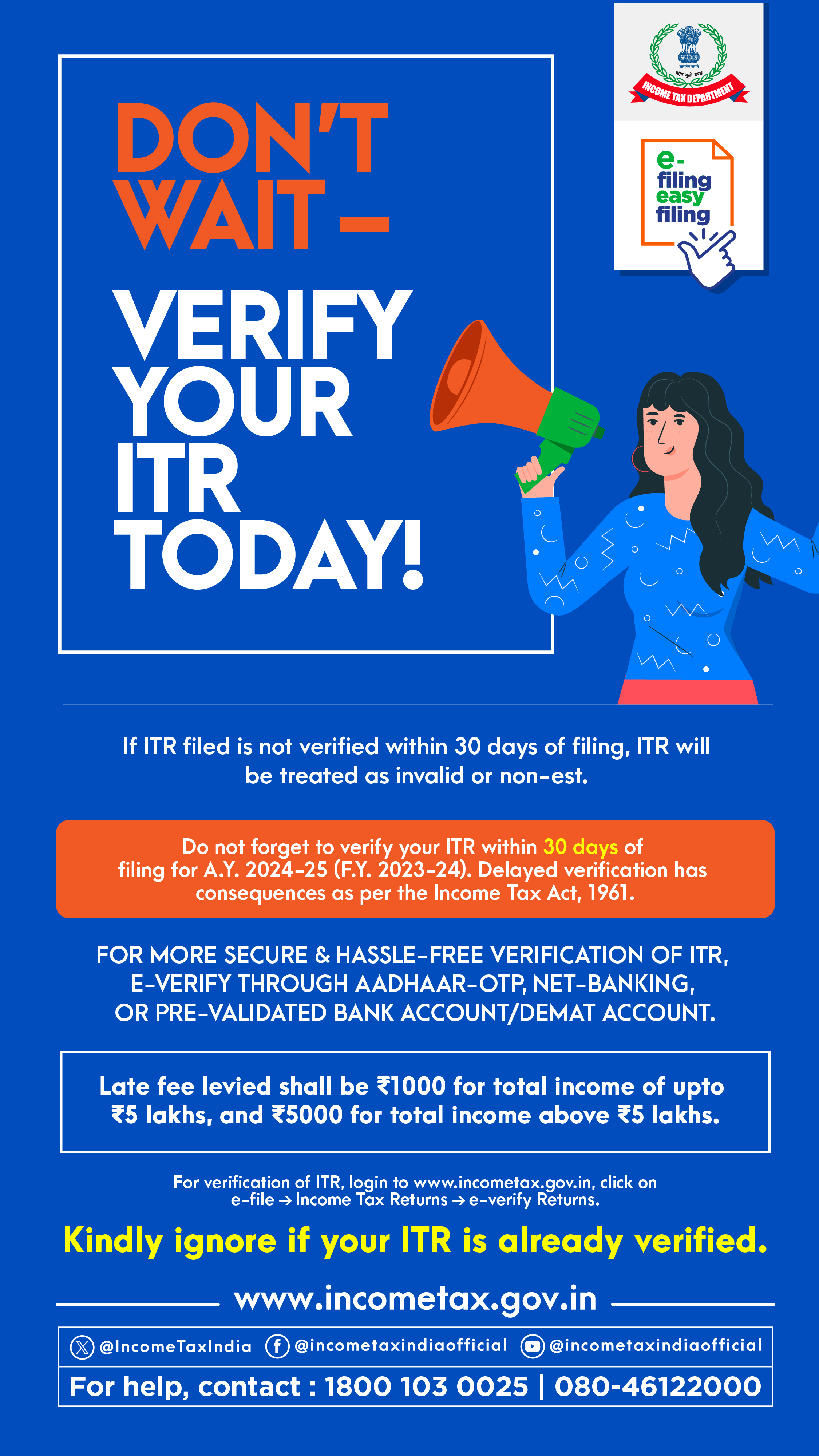 Income-Tax Return verification is pending for AY 2024-25